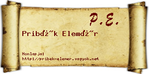 Pribék Elemér névjegykártya